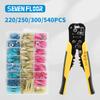 220/250/300/540 PCS Heat Shrink Terminals Insulated Cable Connectoror Wire Stripper Wire Crimping Household Lug Rolling Kit