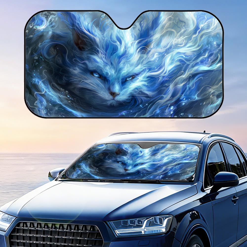 Mythical Cat Design Sun Visor Foldable Universal Car Windshield Sun Shade UV Protection Heat Insulation Foldable Cover