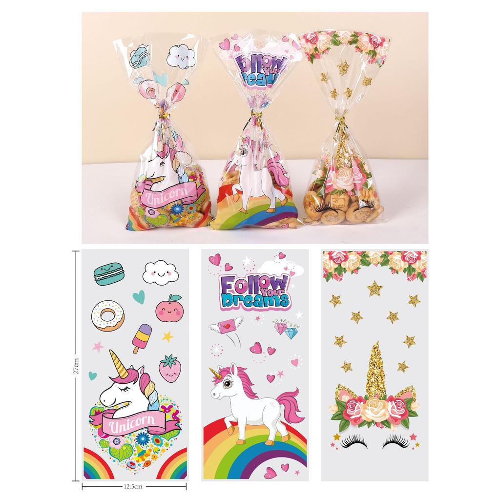 Creative Dinosaur Kid Cartoon With Twist Ties Candy Gift Bag 50pc Animal Plastic Transparent Unicorn Mermaid Packaging Bag Party Supplies