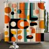 Geometric Line Round Color Block Shower Curtain Artistic Styling Simple Modern Polyester Shower Curtain Bathroom Decoration