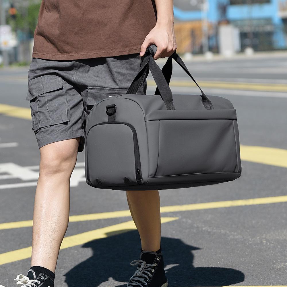 Compact Gym Duffel Bag with Shoe Compartment, Large-Capacity Travel Bag, Trolley-Attachable Sports Handbag