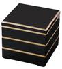 Outdoor Lunch Box Made In 3 Arakura Black with Gold X X J-kitchens (Bento Box) Japan, Tiers, 7-inch, Style, Heavy-Duty, Rim, 20.8cm 20.8cm 19.5cm