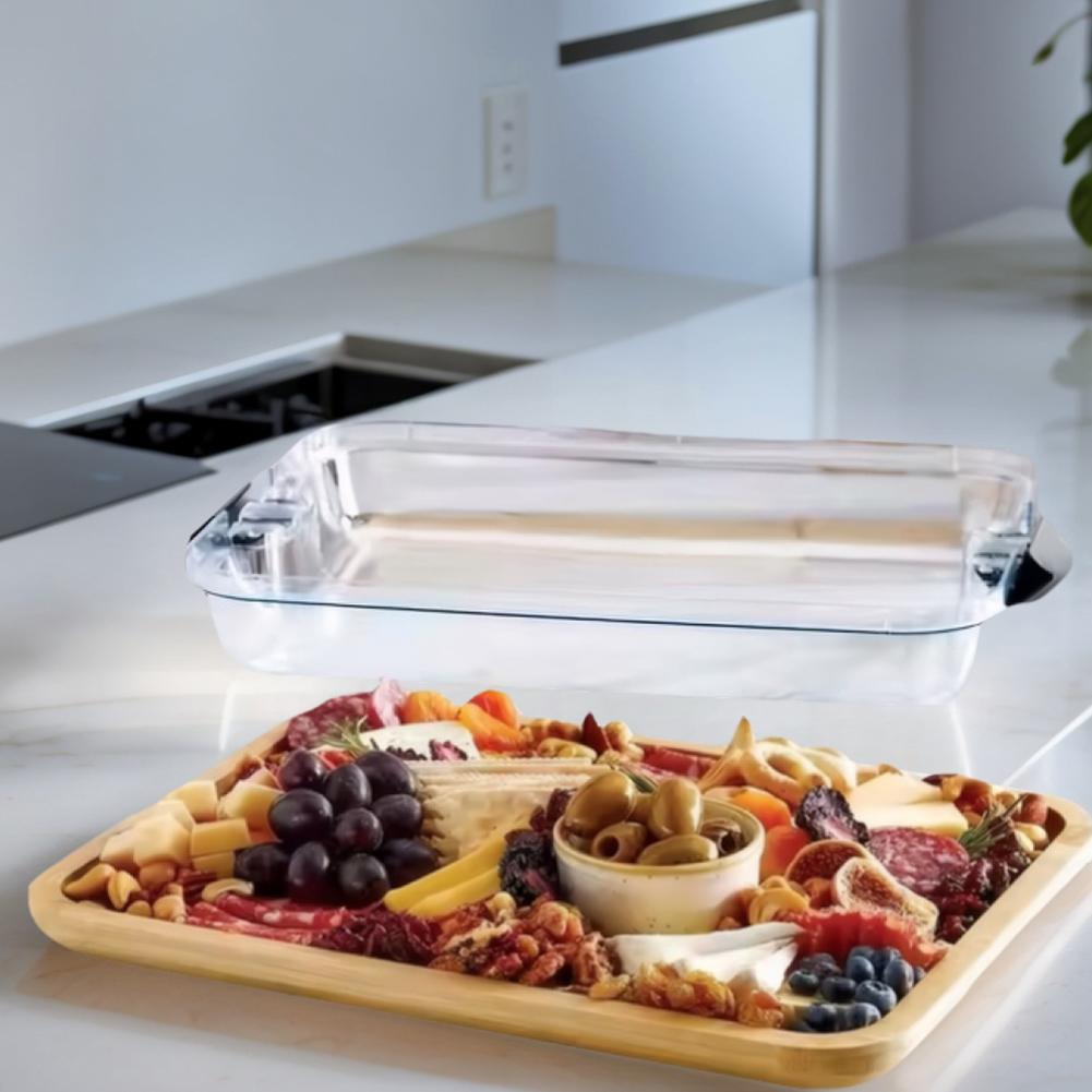 Wooden Bamboo Cheese Board with Lid Charcuterie Boards Tray Serving Tray Charcuterie Board for Kitchen Cooking Family Party Gift