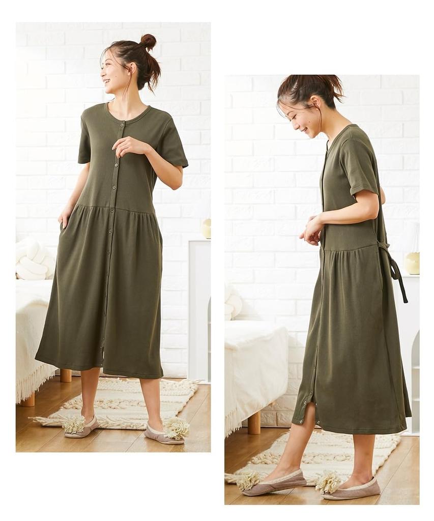 Nissen Maternity Waffle Pajamas and Maternity Size 4L Loungewear/Pajamas [Maternity Wear/Nursing Clothes] Short-Sleeved 2-Way One-Piece (Pre-