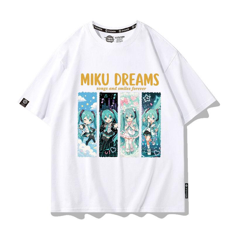 Hatsune Miku Co Branded Pure Cotton Printed Unisex and Unisexs Virtual IP Short Sleeve New Fashion Design Sense Korean InA Tshirt
