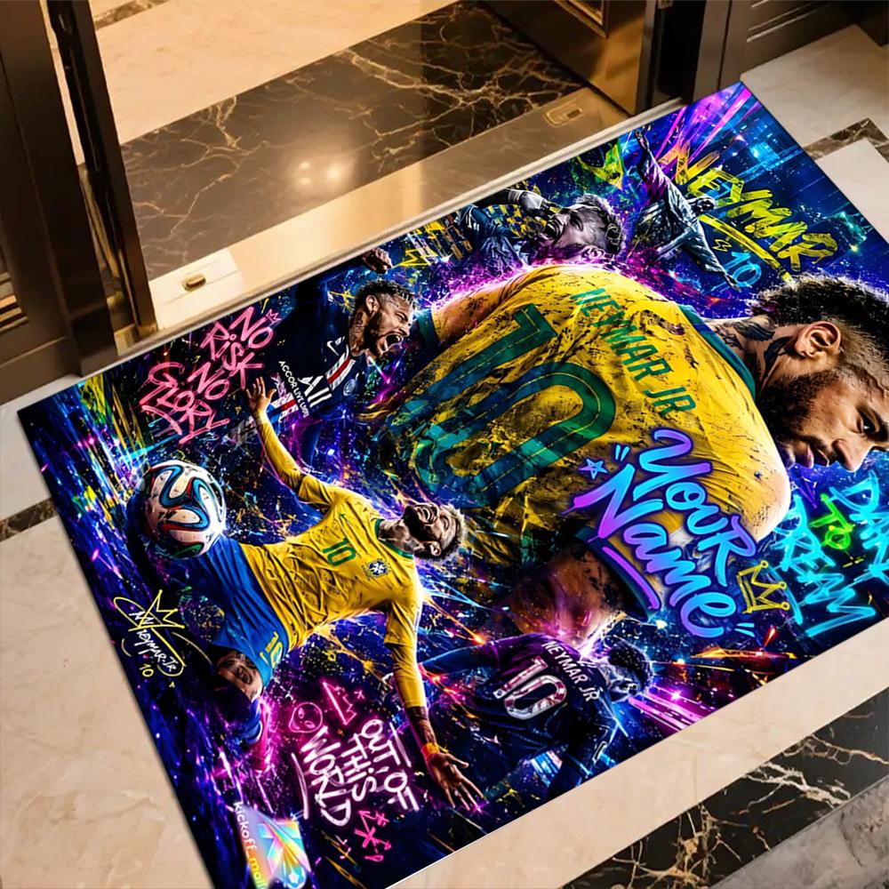 Neymar Dreams Football Legend Customizable Name Area Rug Design for Dormitory Kitchen Outdoor Dining Room Antislip Carpet Decorate Offices
