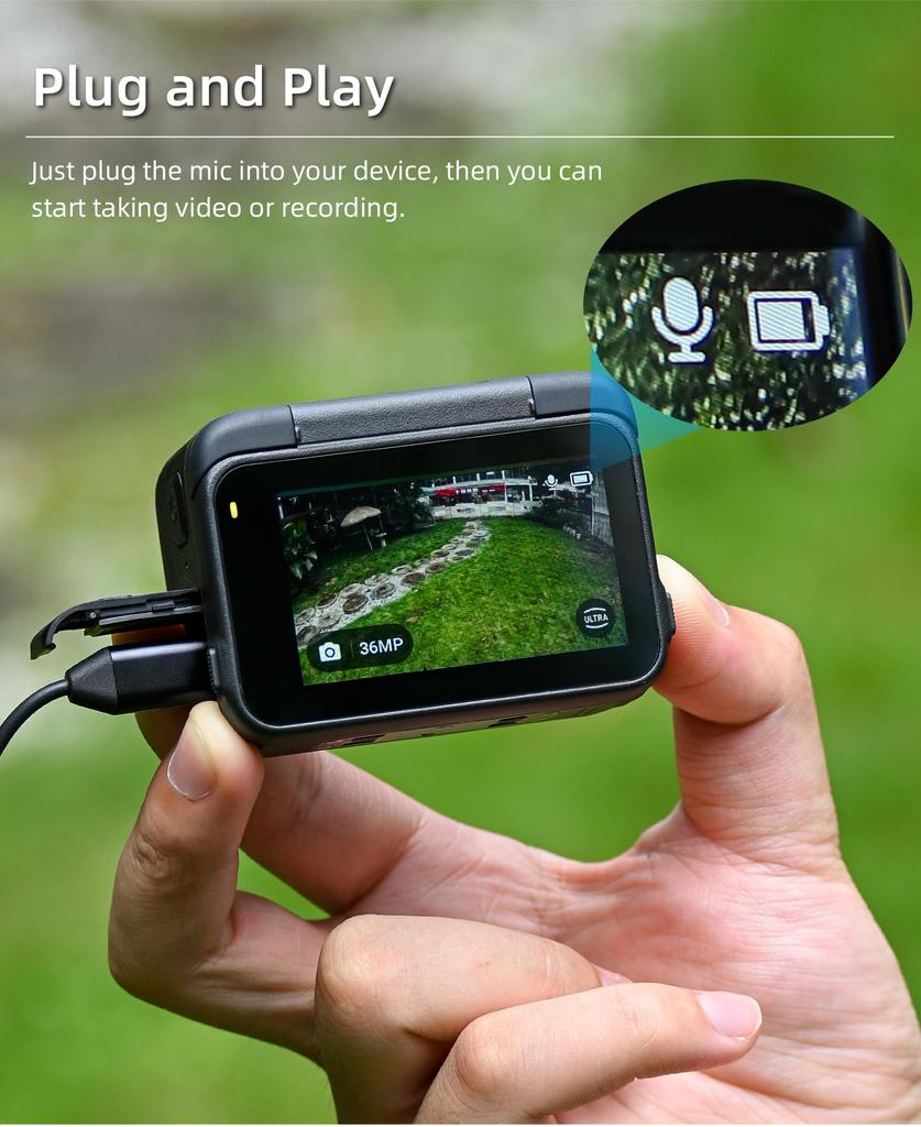 UKATOF Insta360 Ace Neck Clip Microphone for Insta 360 Ace Recording Type C Interface Pro2/Ace Pro/Ace