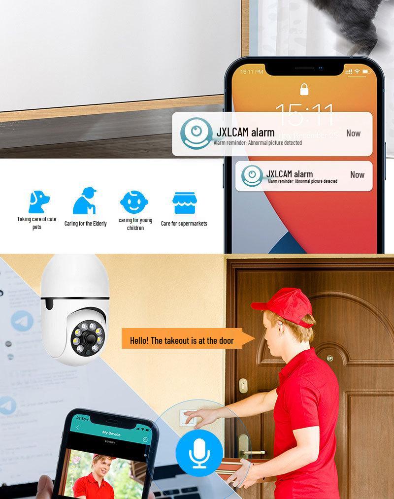 V380 Panoramic HD Smart Bulb Camera - 2 Million Tuya Remote Monitoring Surveillance Device