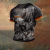 German Flag 3D Printed T-shirt Men's Retro Harajuku Round Neck Short Sleeved Top Summer Casual Comfortable Loose Streetwear