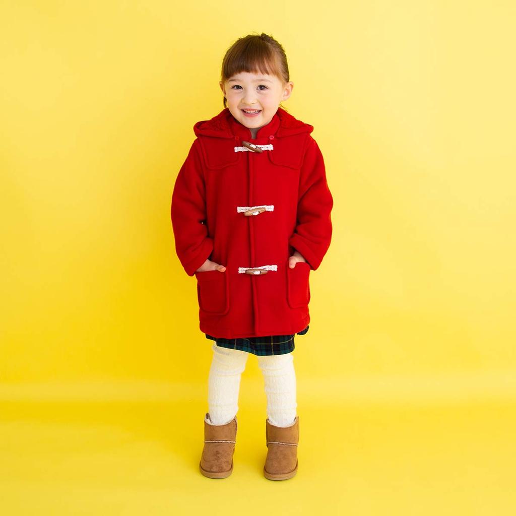 MIKIHOUSE HOT BISCUITS Fleece Bonding Duffle Coat with Detachable Hood 73-3801-787 Kids Baby Winter Outerwear (80cm, Red)