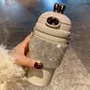 480ML Straight Cup Luxury Rhinestone Stainless Steel Vacuum Insulated Cup With Chain Water Bottles Tumblers Thermos Bottle Gifts