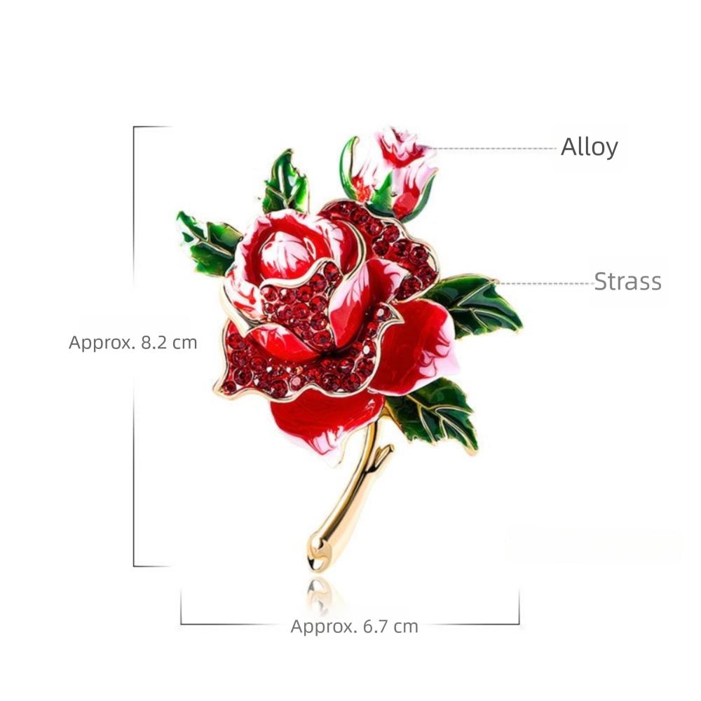 Alloy Rhinestone Brooch Luxury Enamel Fashion Rose-flower Brooches Jewelry Accessories Gift