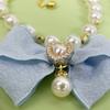 New pet collar for spring and summer, trendy dopamine-inspired butterfly and faux pearl necklace, pet cat and dog accessory