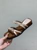 Soft Leather Version~ Temperament Wedge Heel French Thin Belt Cool Slippers Women's 2025 New Summer Bow Roman Sandals