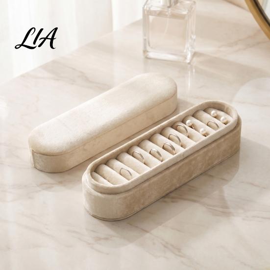 Small Velvet Jewelry Box for Rings Storage Box, Multiple Slots Portable Organizer, Prevent Compact Home Scratching Soft Lining Case Display And Travel