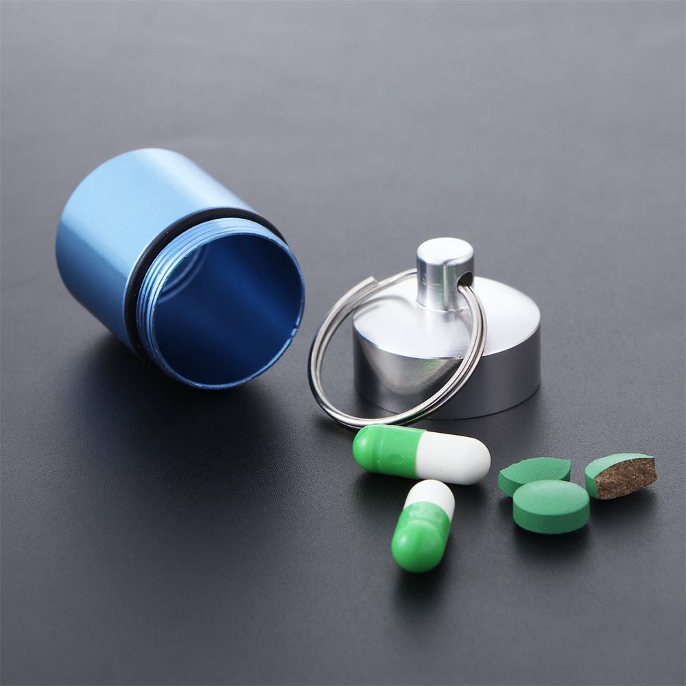 Mini Camping Waterproof Travel Storage Case Pill Box Case Keychain Container Metal Pocket Pill Case