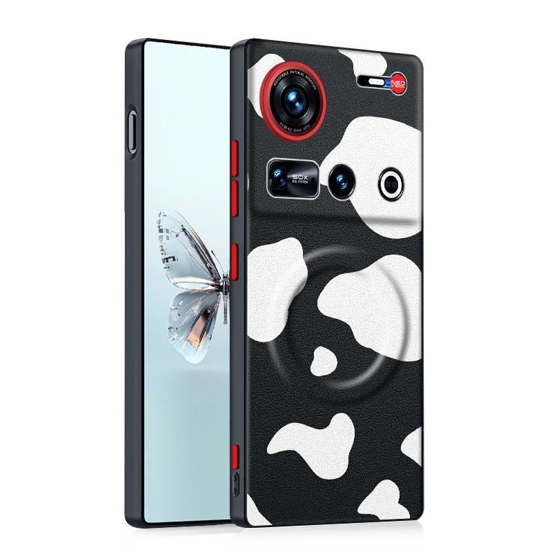 Для ZTE nubia Z70 Ultra и Z70S Ultra Чехол Корова Зебра Кожа Магнитная Застежка Ключи Рамка для Камеры Защита от Отпечатков Пальцев Мягкий Чехол