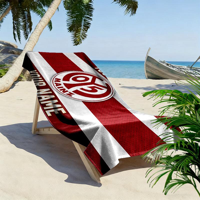 1. FSV Mainz 05 Print Beach Towel, Large Soft Quick Dry Towel for Beach Camping Swimming