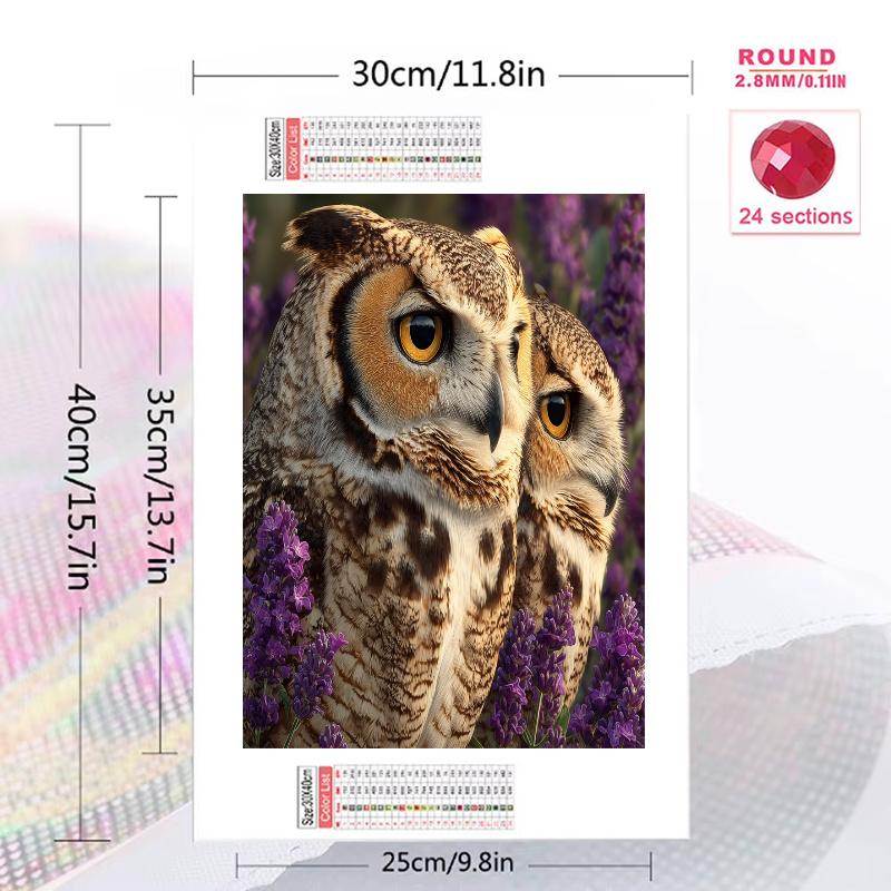Owl Pattern 3pcs 100% Round Full Drill 5D DIY Diamond Painting Embroidery Cross Stitch Rhinestone Décor