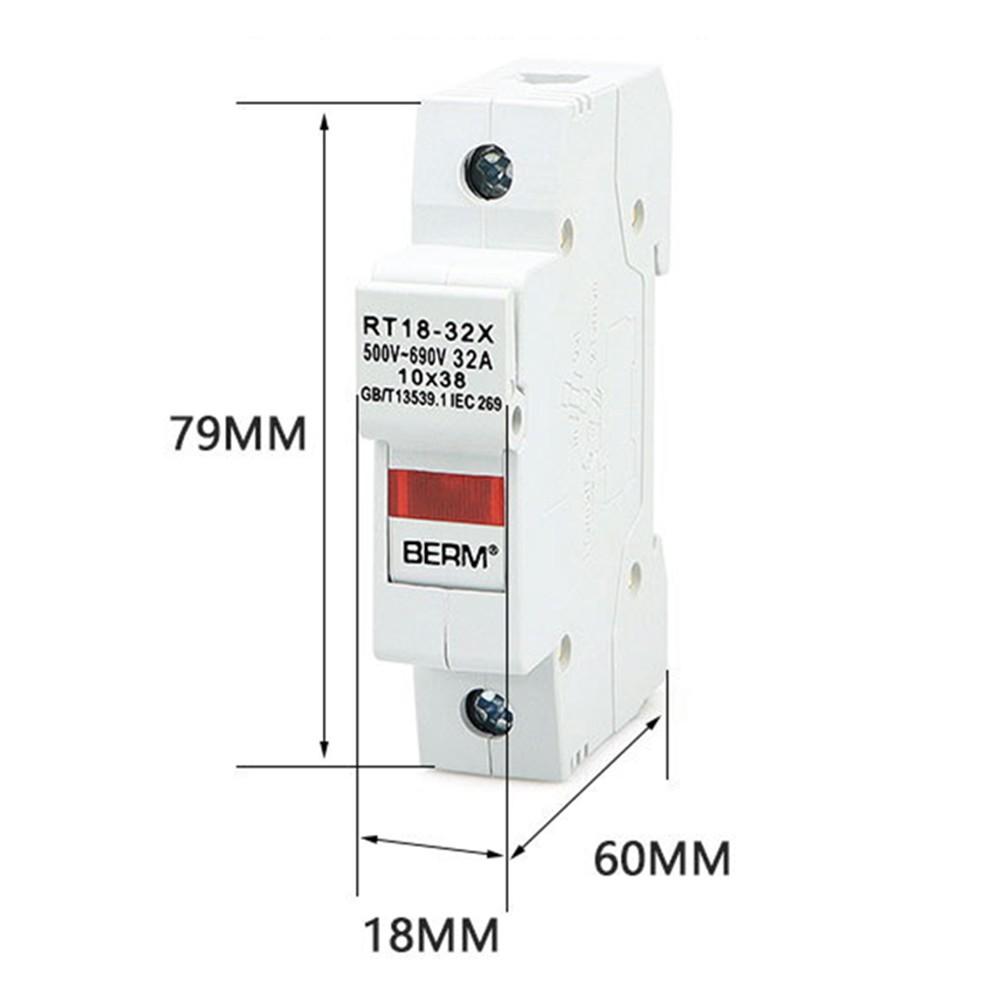 RT18-32X 1P 32A 10x38 мм DIN-рейка держатель предохранителя основание со светодиодной подсветкой