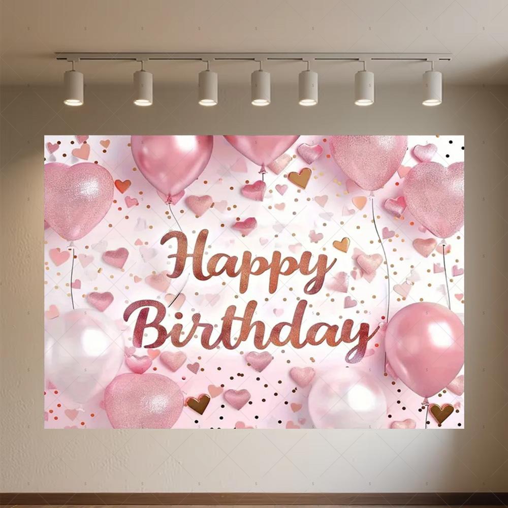 Crown Pink Balloons Background Banner Girls Birthday Party Decorations Flower Photography Backdrop Supplies Photo Shoot Props