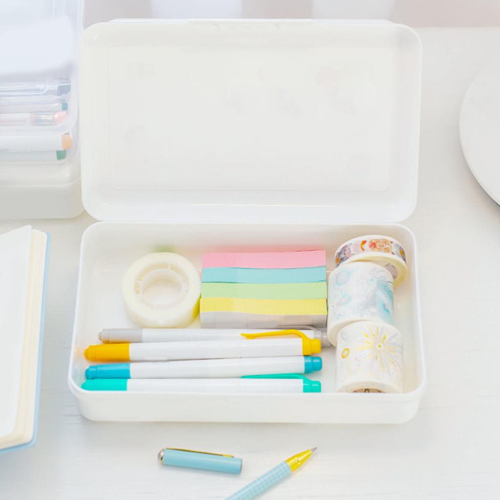 Clear Plastic Pencil Box Large Capacity Pencil Box Stacking Sketch Pencils Organizer for Case Office Supplies Storage Bo