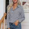 Spring and Autumn Women's Shirt Fashion Geometric Print Long Sleeve Top