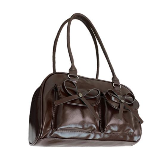 Женская сумка-тоут из искусственной кожи, наплечная сумка с милыми бантиками, водонепроницаемая повседневная сумка для поездок на работу, прогулок по улице, ежедневных дел