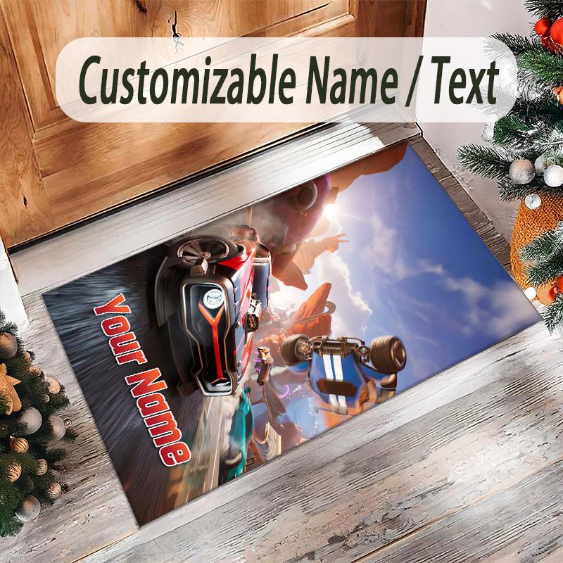 Personalized Crystal Velvet Carpet Custom Name Text,Rocket League Anti Slip Area Rug For Home Decoration