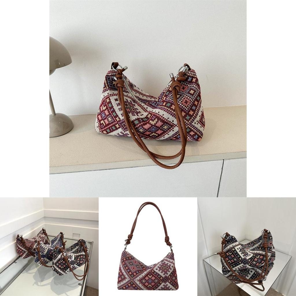 Модная винтажная этническая женская сумка через плечо из мягкого хлопка и льна, средняя