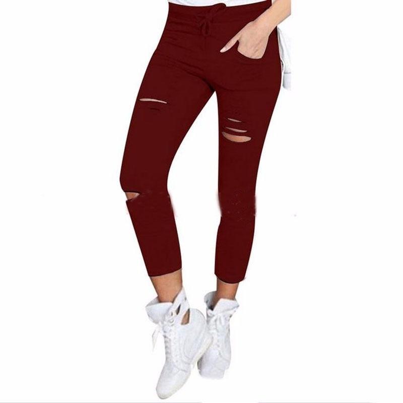 Sexy Women's High Waisted Denim Stretch Jeans Destroy Skinny Ripped Distressed Pants Trousers