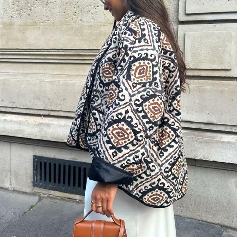 HXAO Зимняя женская куртка с принтом, стеганые пуховики, стеганые куртки, короткие стеганые пальто, модная женская свободная верхняя одежда