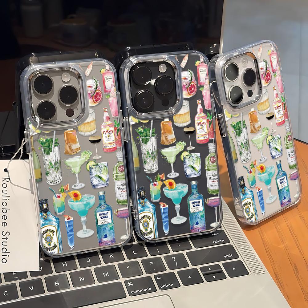 Drink Quilt Phone Case For Iphone 17 15 14 13 Pro Max 11 12 Max 7 8 Plus Stylish Shockproof Soft Coque Cover