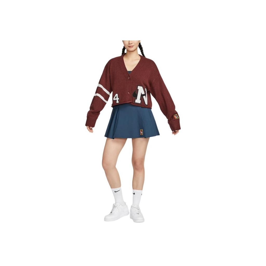 Nike Модный удобный свитер с длинным рукавом на пуговицах, женские топы, темно-красный FZ0275-619