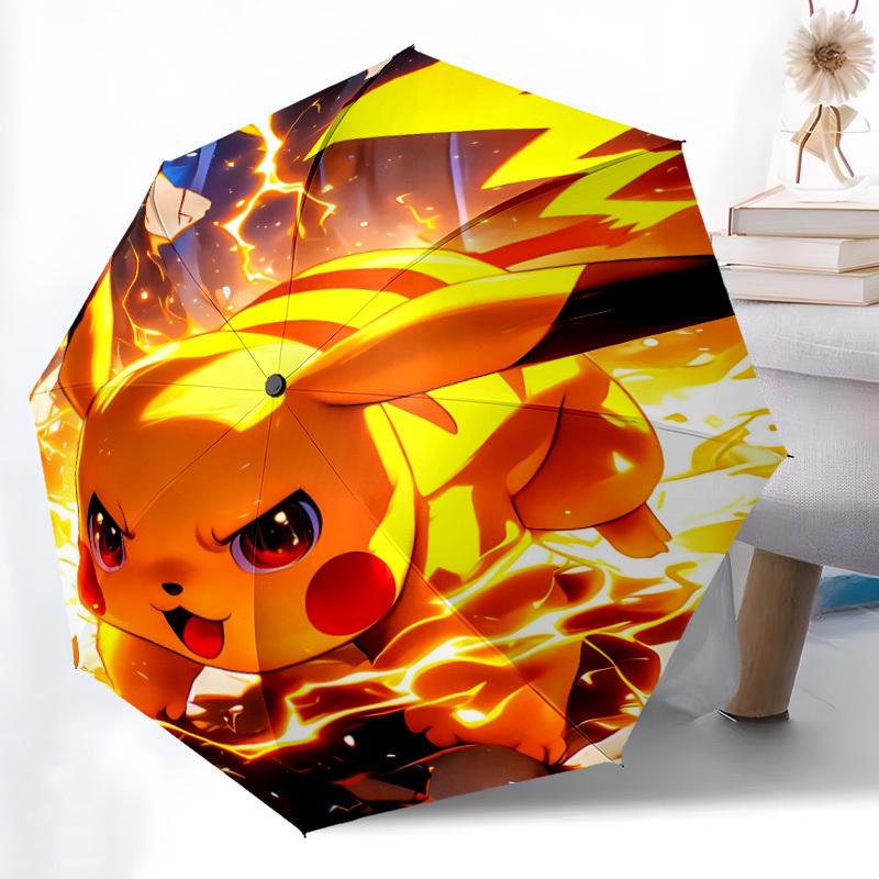 1pc Pikachu Automatic Folding Umbrella - Compact 8-Rib Design, Durable Plastic & Iron, Perfect Gift for Friends & Family, yy250923052