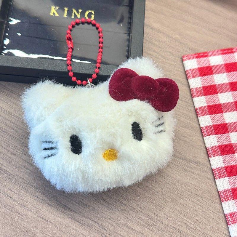 Мягкий брелок Sanrio Hello Kitty в виде плюшевой игрушки, подвеска для рюкзака, плюшевая игрушка в стиле аниме, аксессуары для ключей, подарок для девочек.