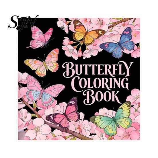 Butterfly Theme Coloring Art Book for Adults And Kids, Compact Size with Adult Stress Relief Thick Cotton Pulp Paper, Floral Patterns Drawing