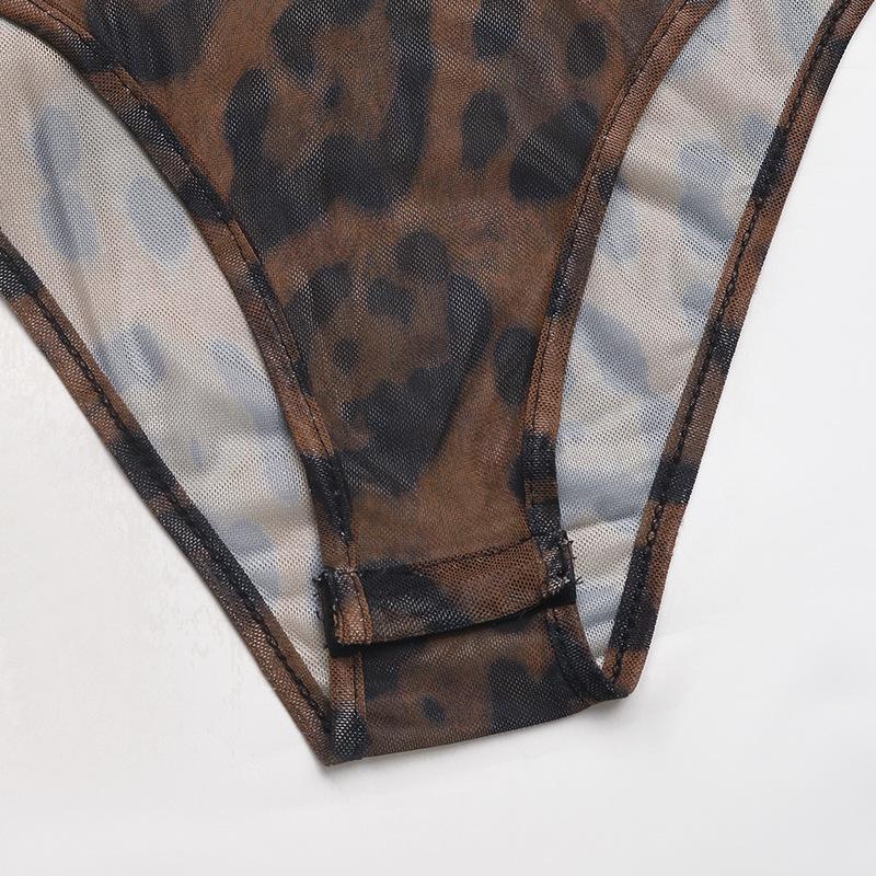 Женские сексуальные боди с V-образным вырезом, модные повседневные боди с длинным рукавом и леопардовым принтом