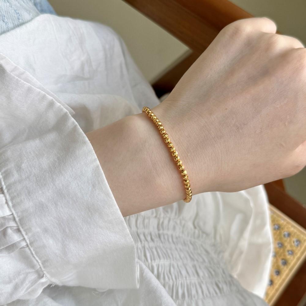Dylam Exquisite Fine Jewelry 925 Sterling Silver Rhodium 18K Gold Plated Circle Bead Beaded Bracelets for Women