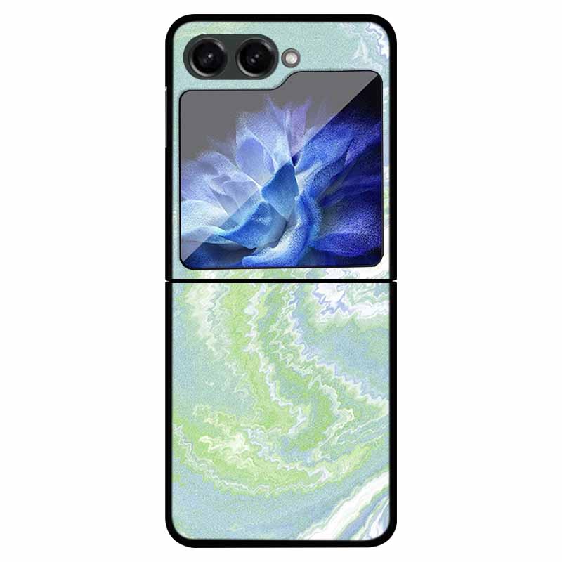 For Samsung Z Flip 5 Cover Hard PC Fold Case For Funda Samsung Galaxy Z Flip5 Foldable Flowers Black Coque Phone Shield Bumper
