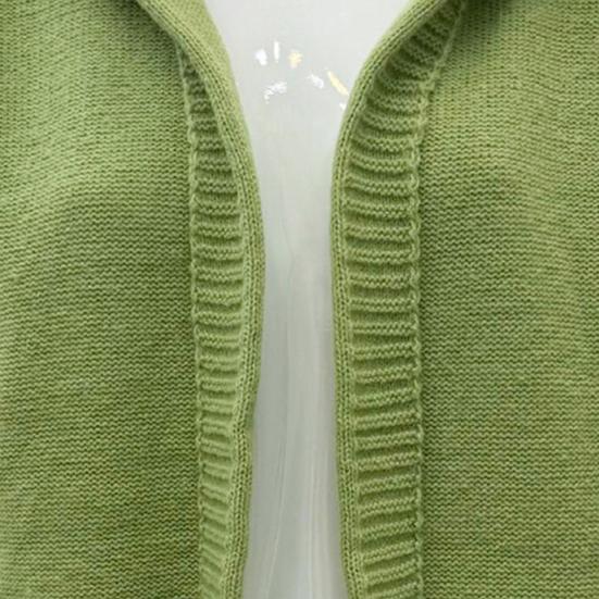 Женский свитер, пальто с капюшоном, длинный рукав, ребристые манжеты, открытая передняя часть, вязаное пальто, однотонный свитер средней длины, кардиган