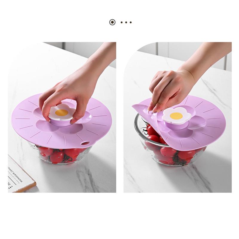 20*20cm Cute Flower Silicone Fresh-keeping Lid Kitchen Round Bowl Lid (No FDA Certificate, BPA Free)