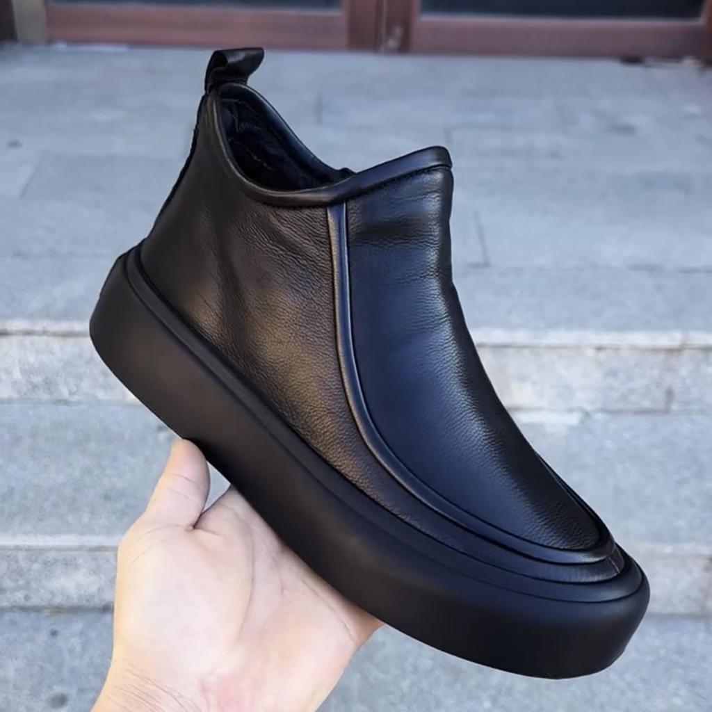 Мужская обувь 2025 года, новые кожаные туфли, короткие, средние, на молнии, повседневные, внутренняя высота увеличивается, новый китайский стиль, подлинный, простой и удобный тренд