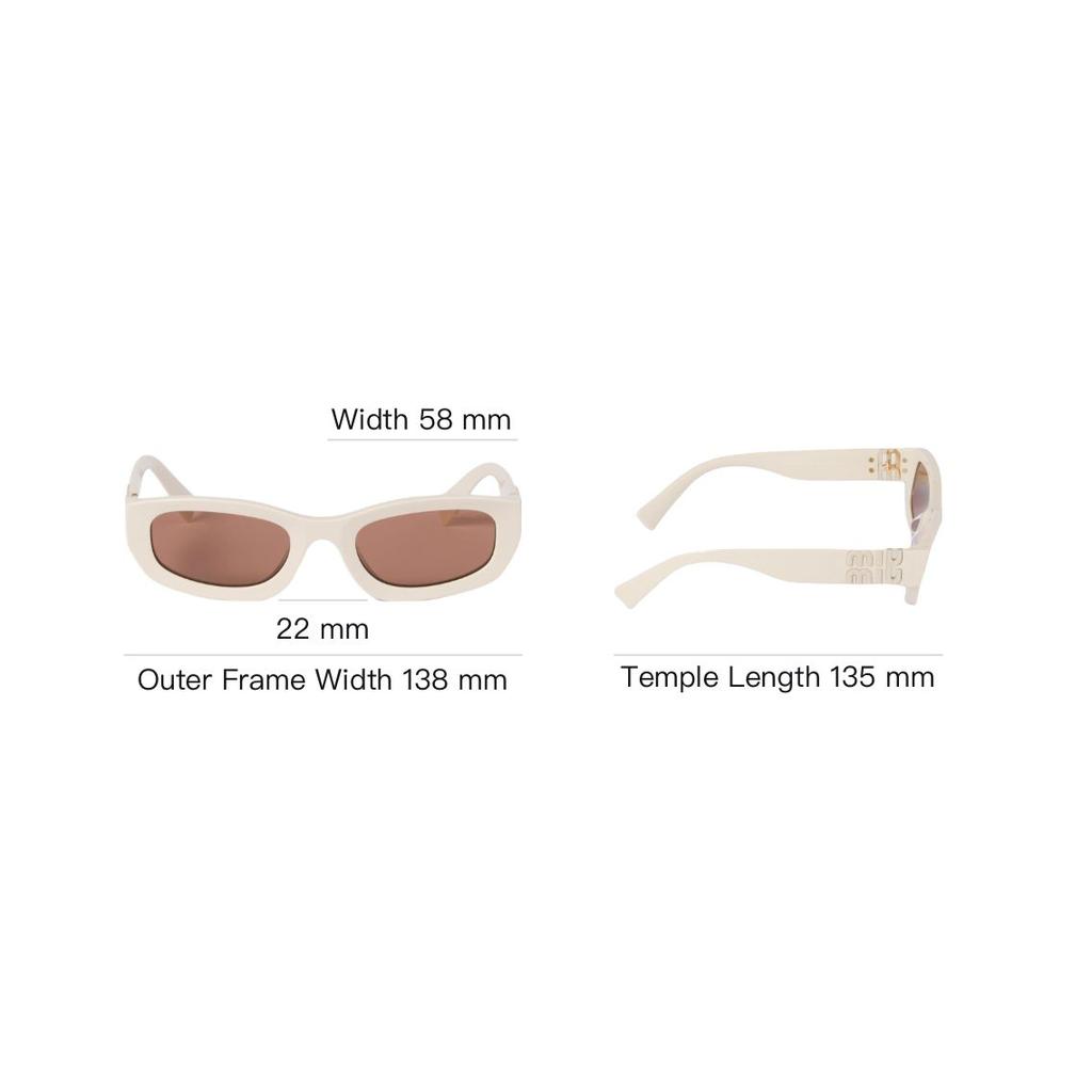 Miu Miu 26 Early Spring Collection Brand Logo Rectangular Sunglasses Women sunglasses White SMUB04E21DC053