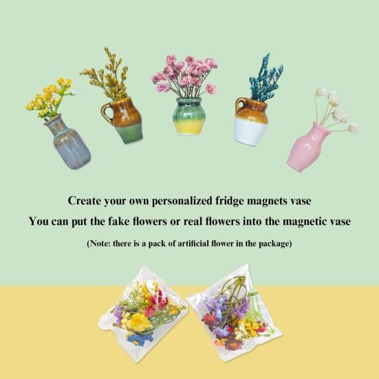 5/7/8 шт. Мини-керамическая ваза Магнит на холодильник Дом Офис Кухня Шкаф Холодильник 3D Миниатюрная ваза для цветов Горшок Магнитное украшение Орнамент