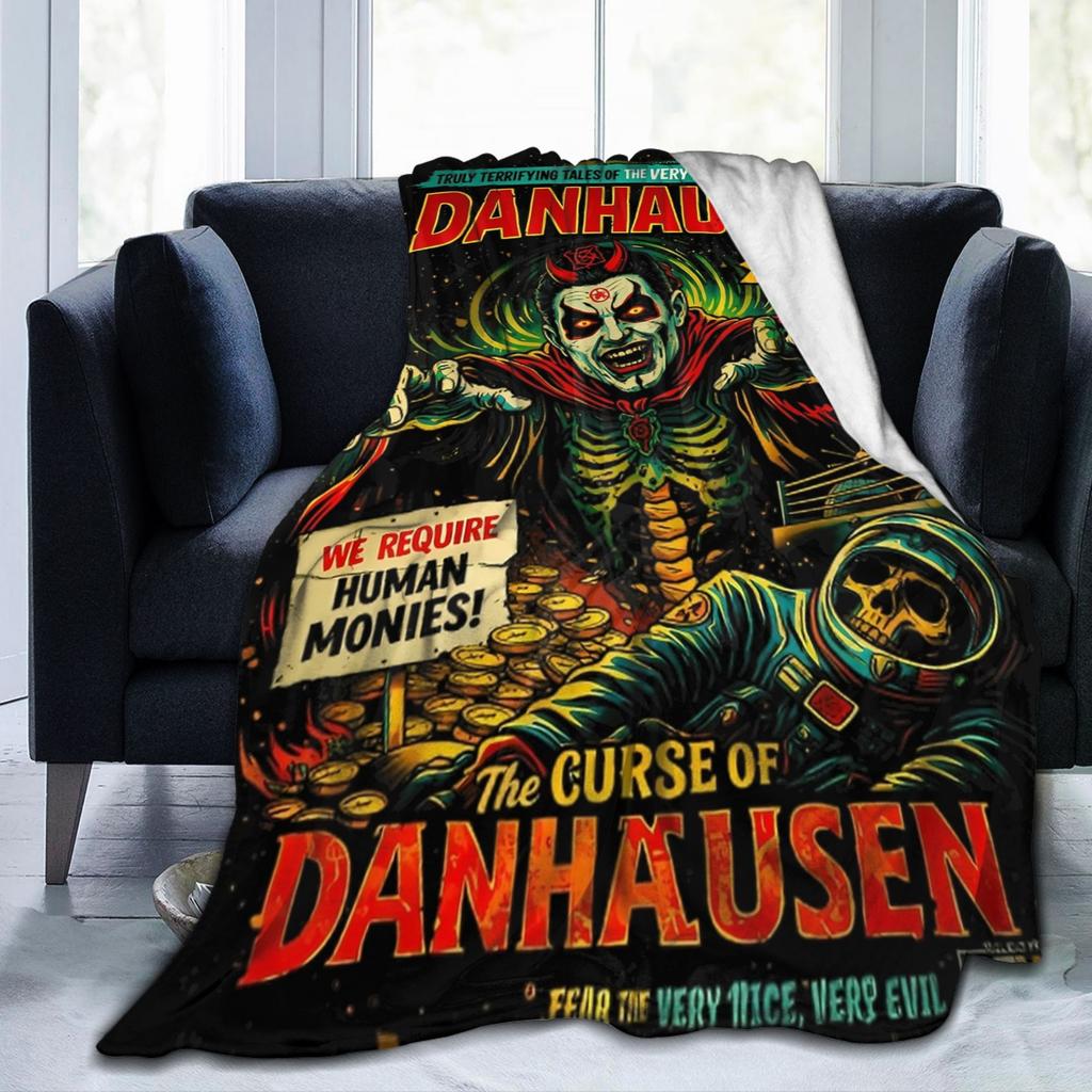 Danhausen Curses Meme Horror Blanket Flannel Printed Multifunction Lightweight Thin Throw Blankets for Sofa Office Quilt
