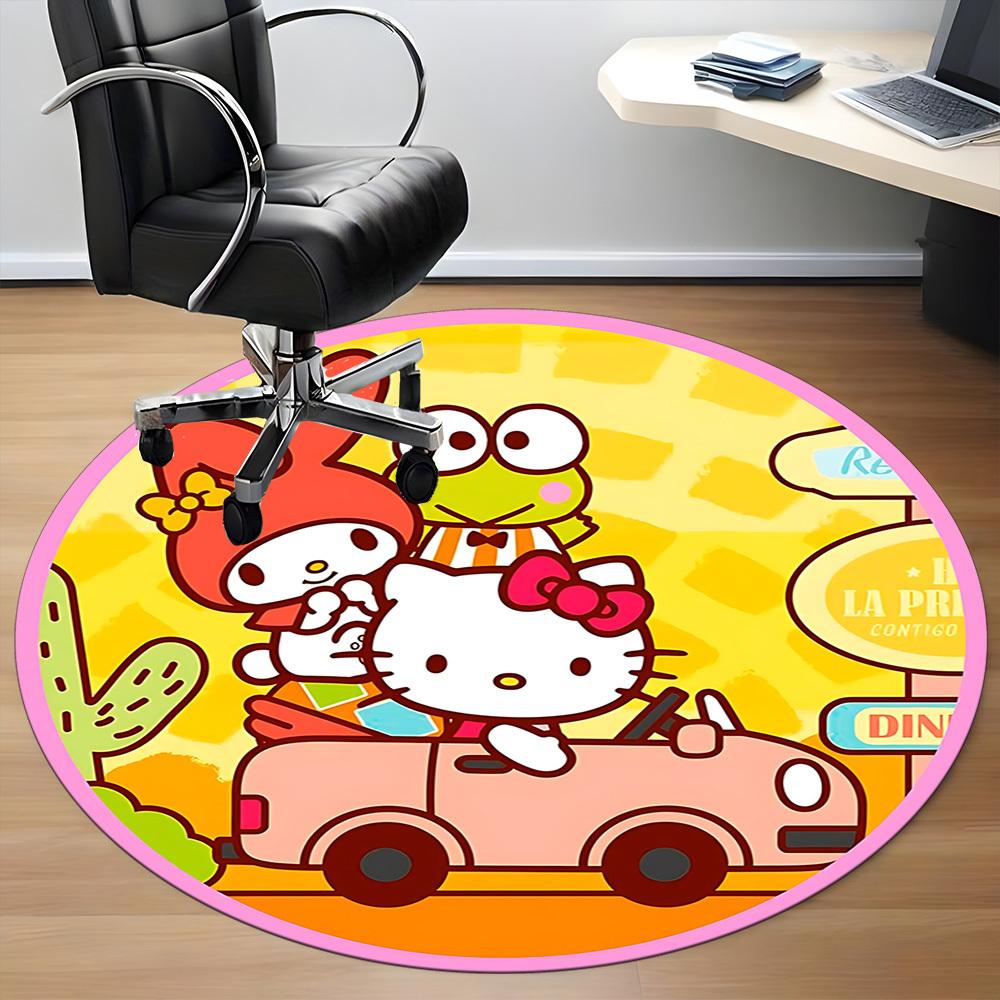 1pc Hello Kitty Chair Carpet for Office, Indoor Non-Slip Polyester Fiber Carpet, Machine Washable, Durable Construction yy251205132