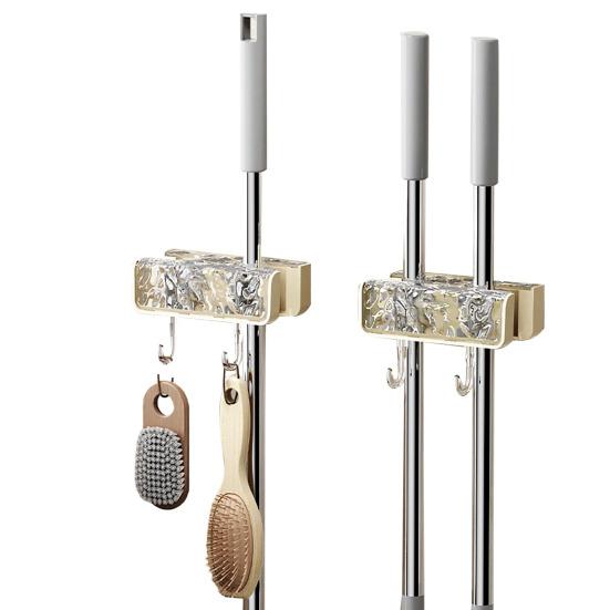 Держатель для швабры, двусторонний зажим для швабры, стойка для метлы без перфорации, компактный органайзер для ванной комнаты с крючком для дома