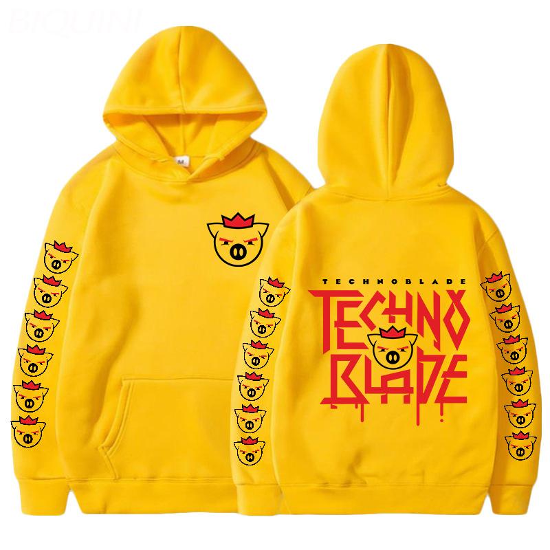 Technoblade Harajuku Аниме Толстовки Толстовки Манга Мультфильм Печатные Повседневные Пуловеры Свободные с капюшоном Унисекс Большие размеры Мужские пальто Уличная одежда