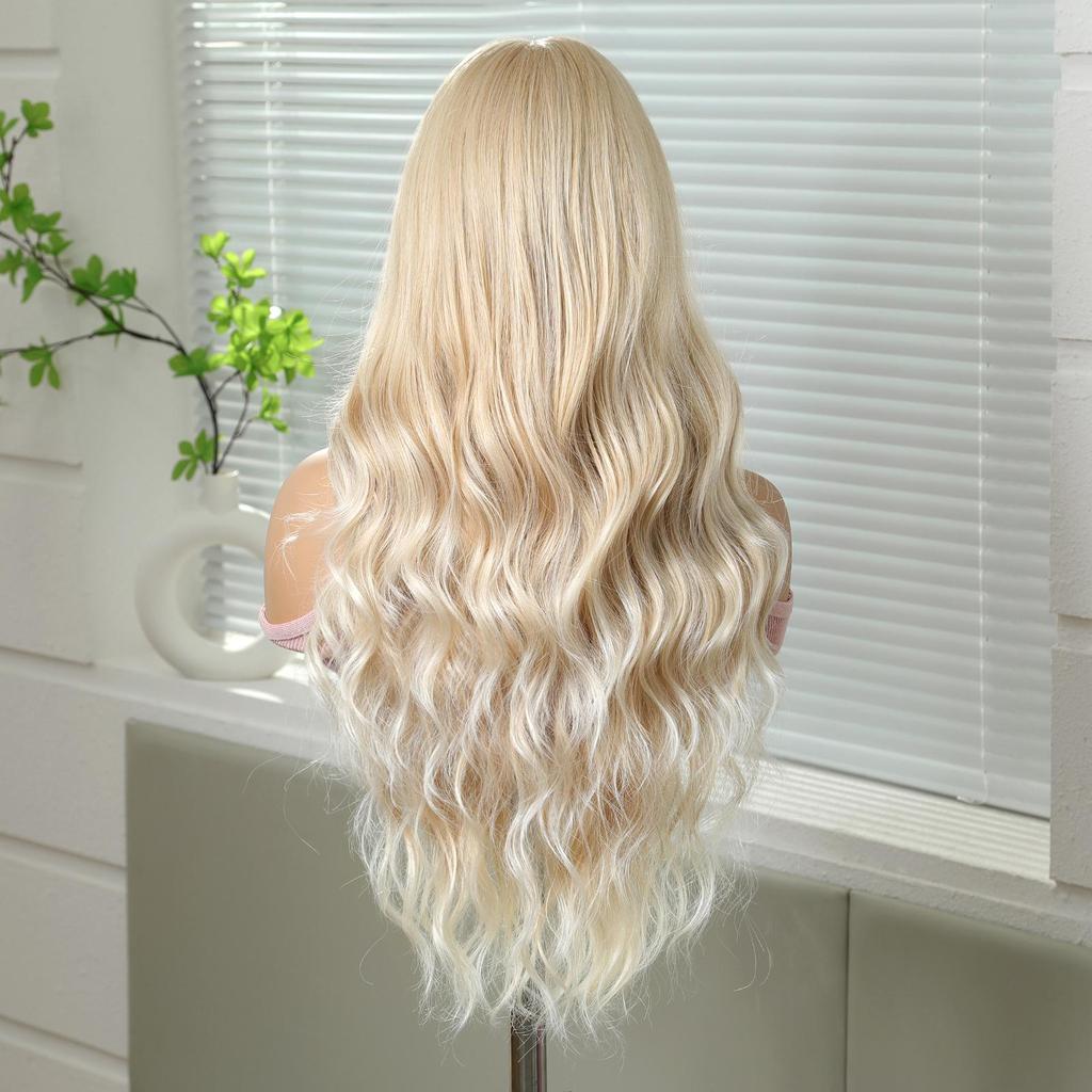 ALAN EATON HD 13x6 Lace Wigs Synthetic Long Wavy Hair BLonde Ombre Wigs Daily Use Party Wig for White Women Heat Resistant
